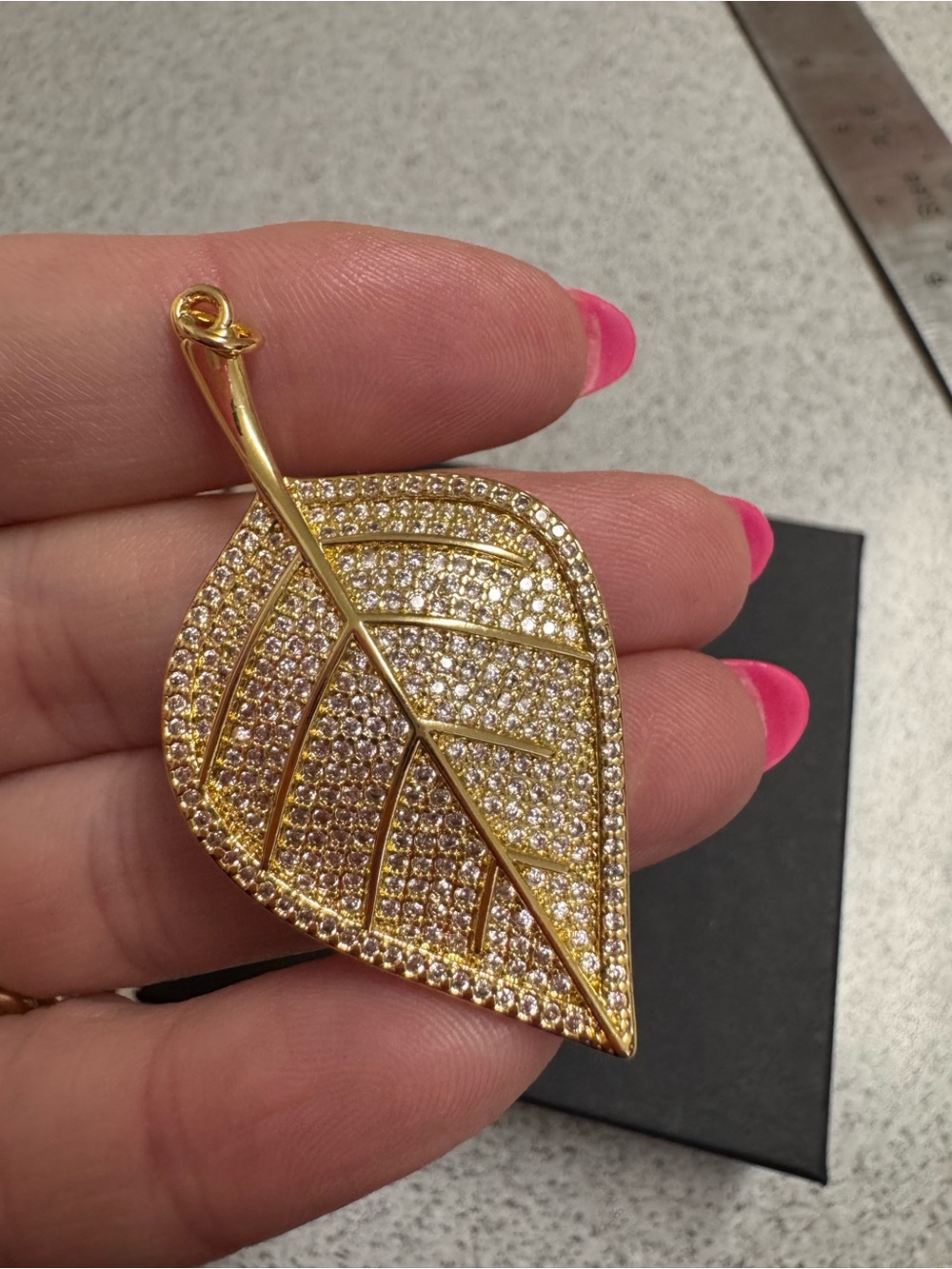 Gold Leaf Pavé CZ Pendant